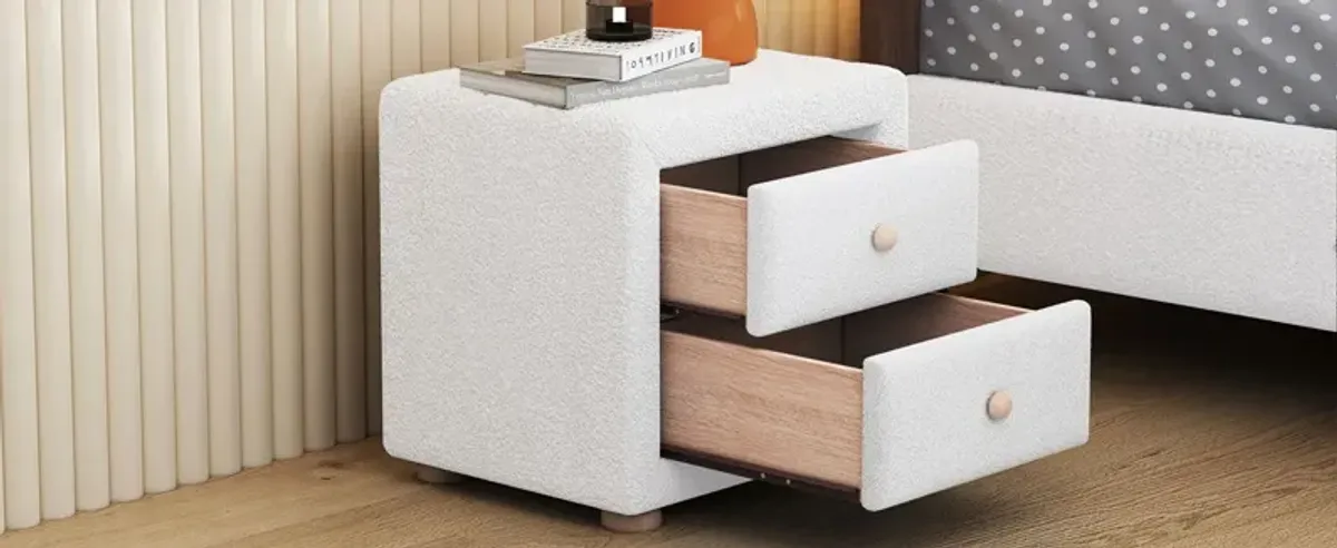 Teddy Fleece Nightstand With 2 Drawers