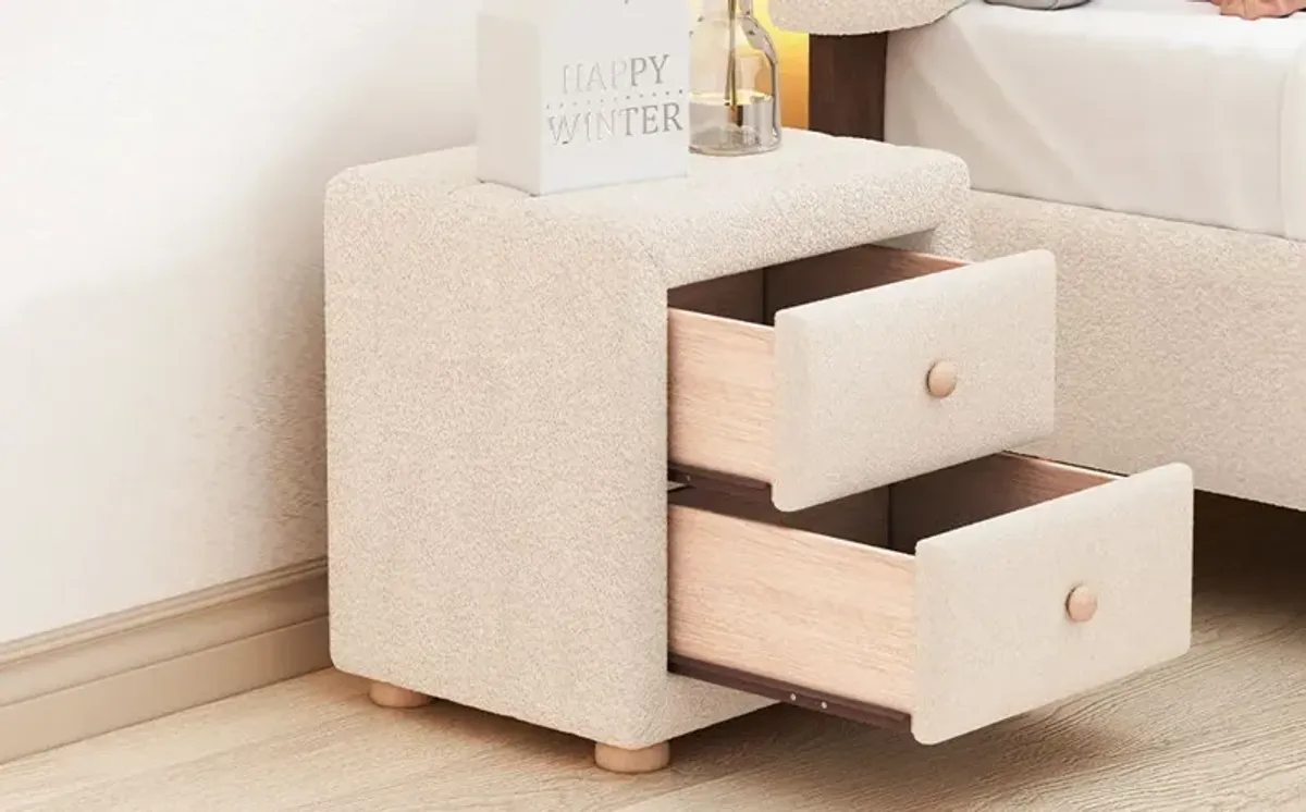 Teddy Fleece Nightstand With 2 Drawers