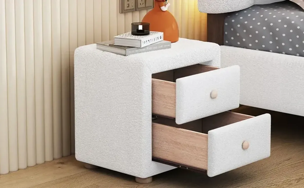 Teddy Fleece Nightstand With 2 Drawers