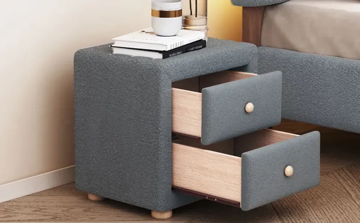 Teddy Fleece Nightstand With 2 Drawers