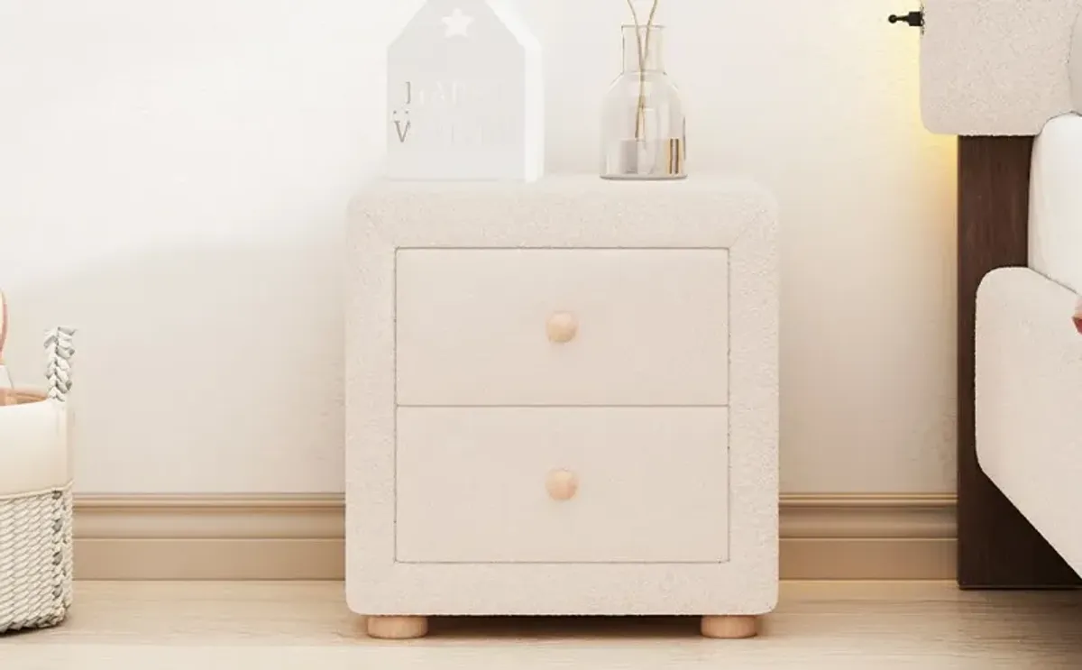 Teddy Fleece Nightstand With 2 Drawers