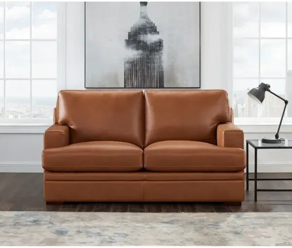 Georgia - Leather Loveseat - Chestnut