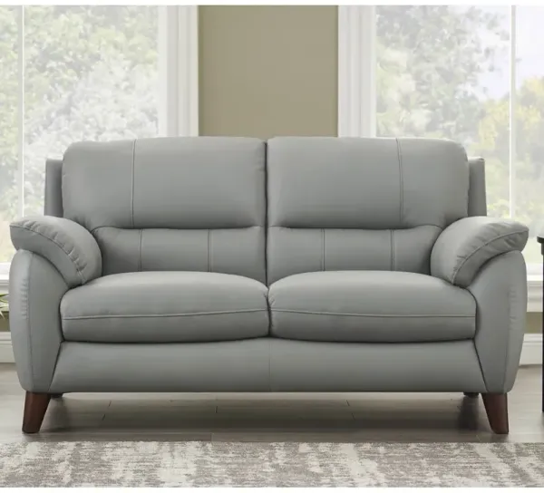 Monroe Leather Loveseat - Silver Gray