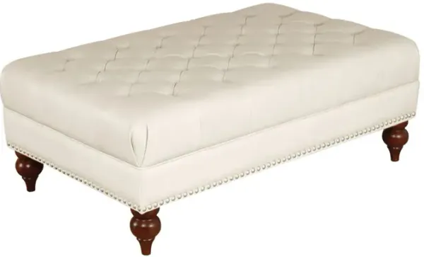 Aliso - Leather Ottoman - Cream White