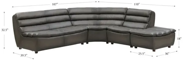 Carter Leather Sectional - Gray