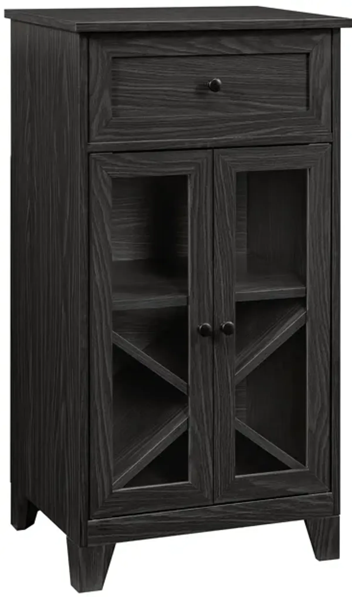 Classic Glass Door Bar Cabinet With Bottle Storage - Graphite