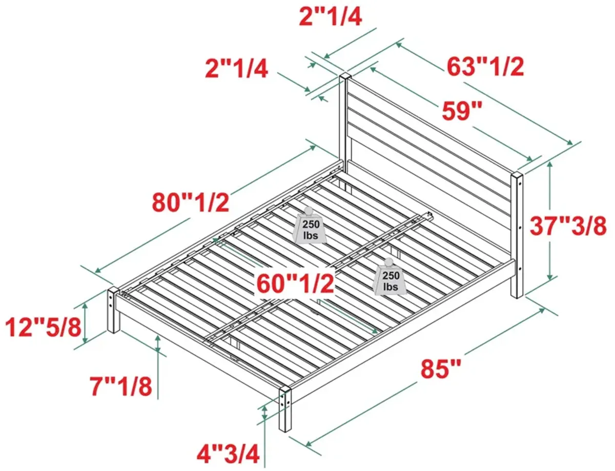 Queen Bed Frame Modern Minimalist Boho - Natural Pine