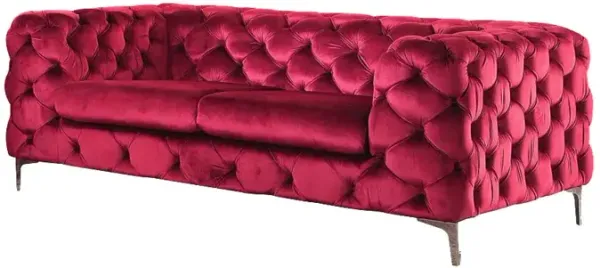 Adam - Velvet Loveseat - Red