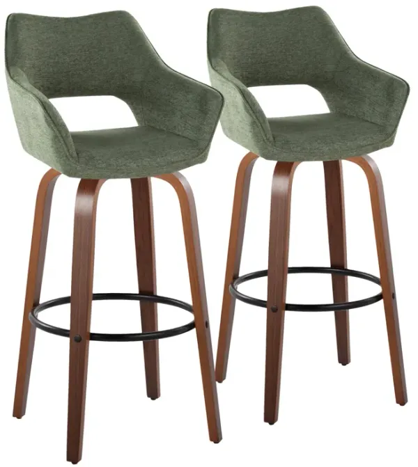 Mustang - Contemporary Fixed Height Barstool With Swivel & Round Footrest (Set of 2)