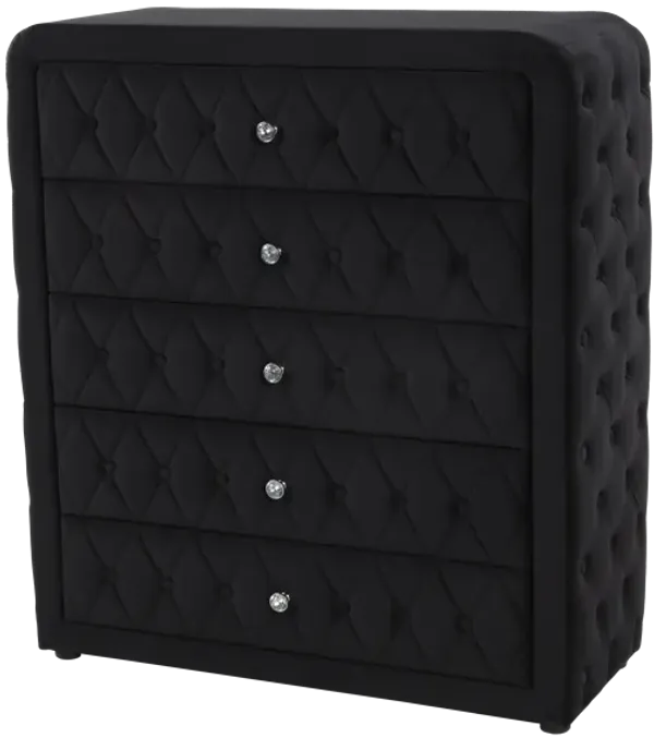 Black Velvet 5-Drawer Chest