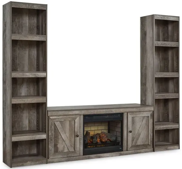 Wynnlow - 3-Piece Entertainment Center With Electric Fireplace - Gray