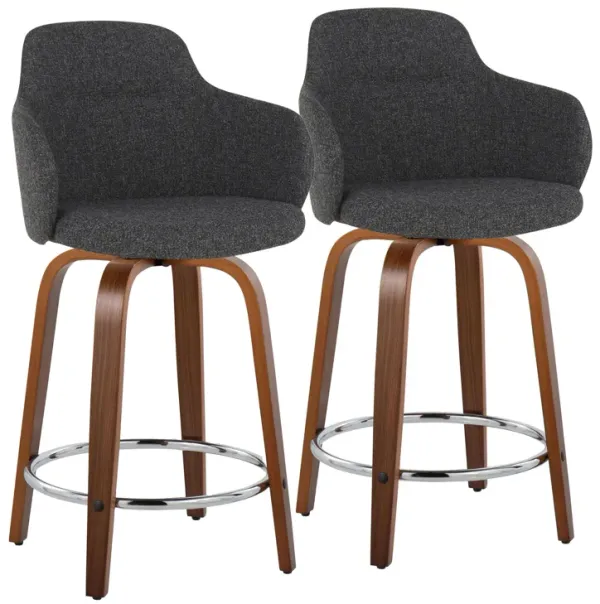 Boyne - Contemporary Fixed Height Counter Stool With Swivel With Round Footrest (Set of 2)