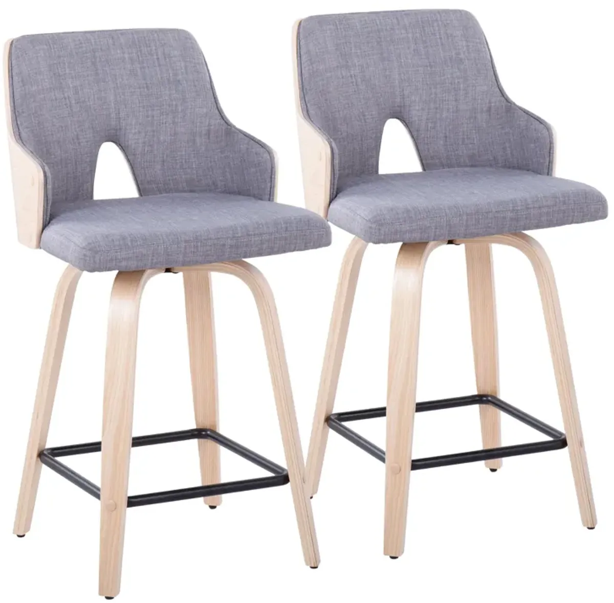 Stella - Contemporary Fixed Height Counter Stool With Swivel Square Footrest (Set of 2)