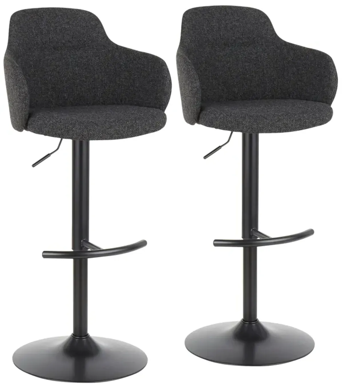 Boyne - Industrial Adjustable Barstool With Swivel (Set of 2) - Black / Dark Gray