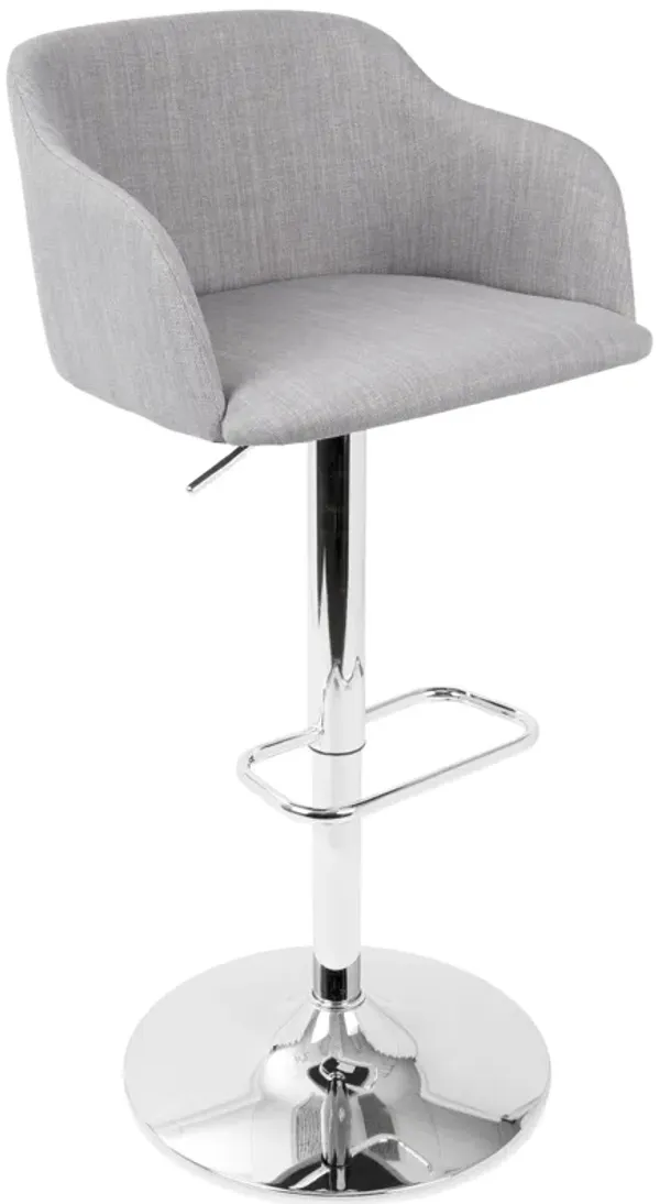 Daniella - Contemporary Adjustable Barstool With Swivel - Light Gray