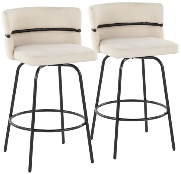 Cinch - Contemporary Fixed Height Counter Stool With Swivel And Round Footrest (Set of 2)