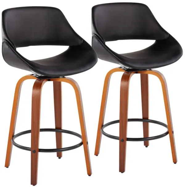 Fabrico - Mid Century Modern Fixed Height Counter Stool And Round Footrest (Set of 2)