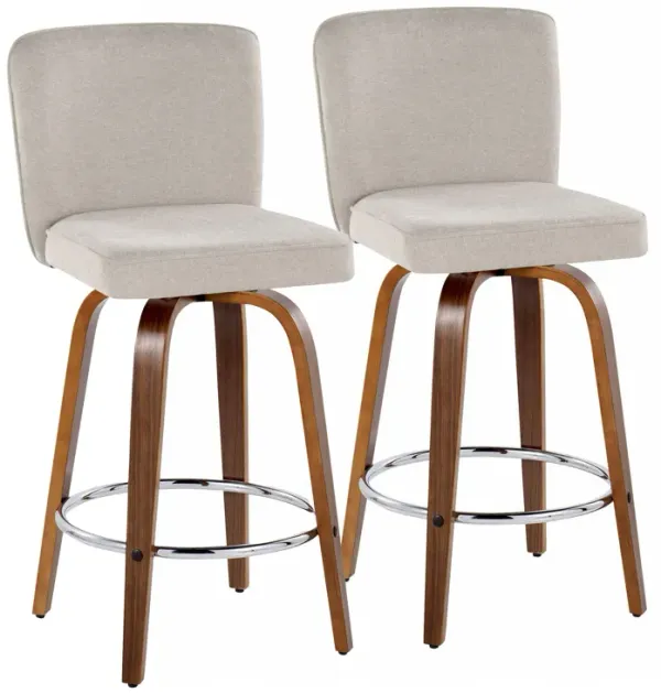 Henry - Contemporary Fixed Height Counter Stool With Swivel With Round Footrest (Set of 2)