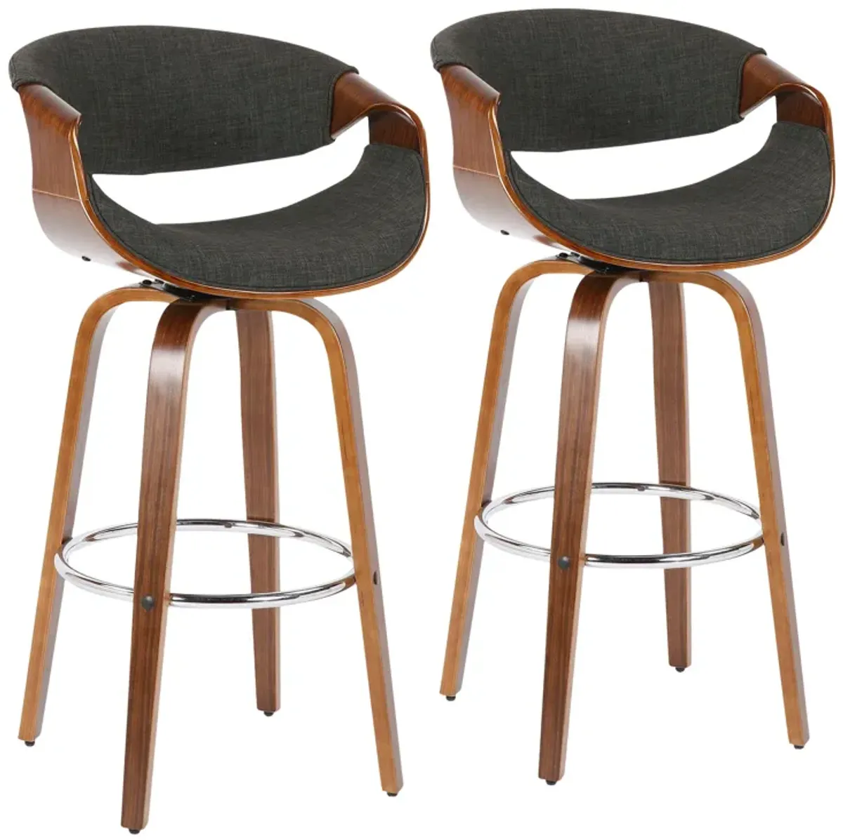 Curvini Mid - Century Modern Fixed Height Barstool With Swivel (Set of 2)