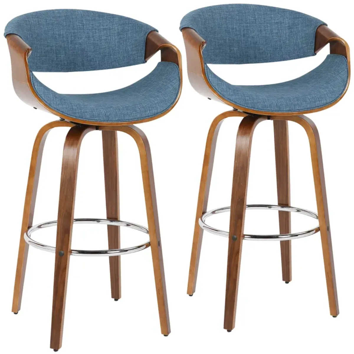 Curvini Mid - Century Modern Fixed Height Barstool With Swivel (Set of 2)