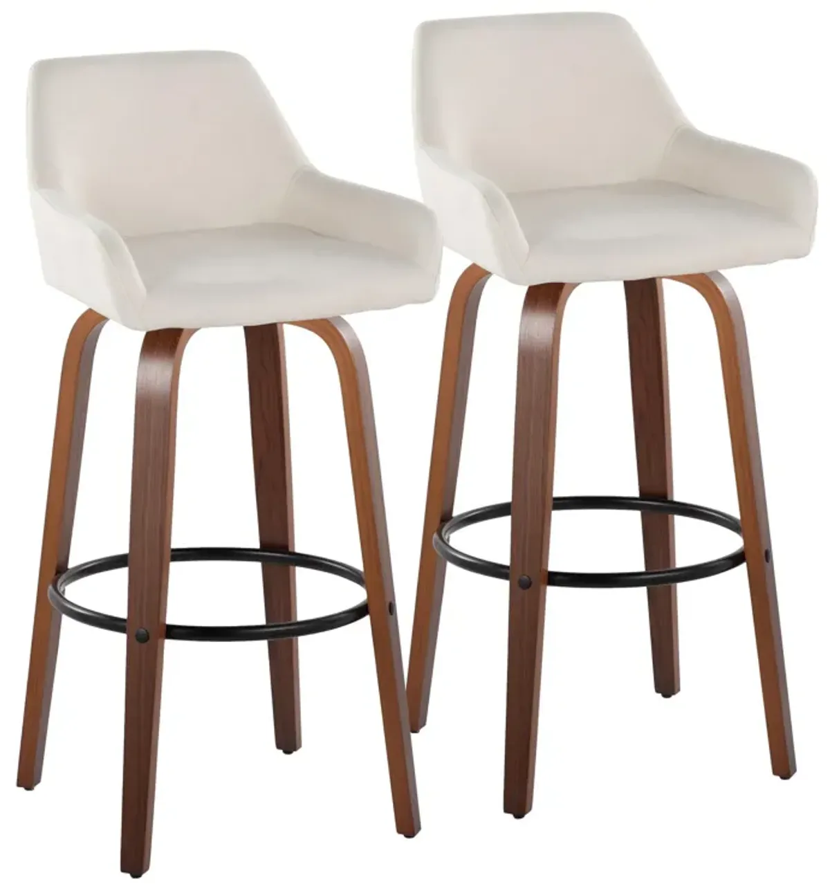 Daniella - Contemporary Fixed Height, Barstool & Swivel And Round Footrest (Set of 2)