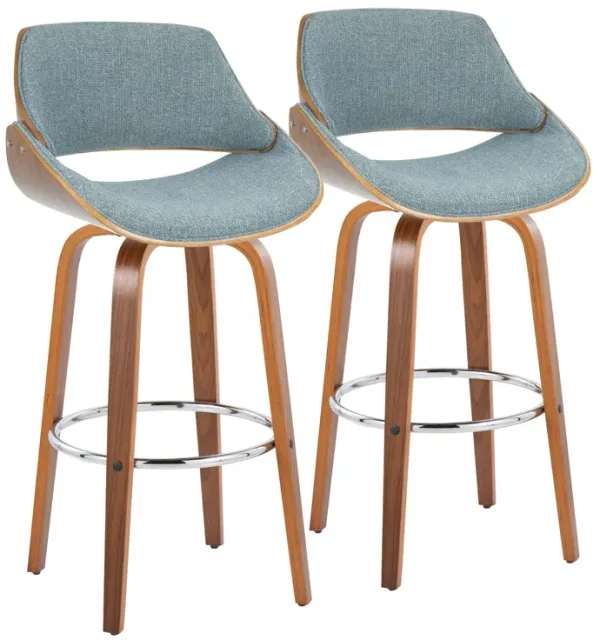 Fabrizzi - Mid Century Modern Fixed Height Barstool With Swivel With Round Footrest (Set of 2)