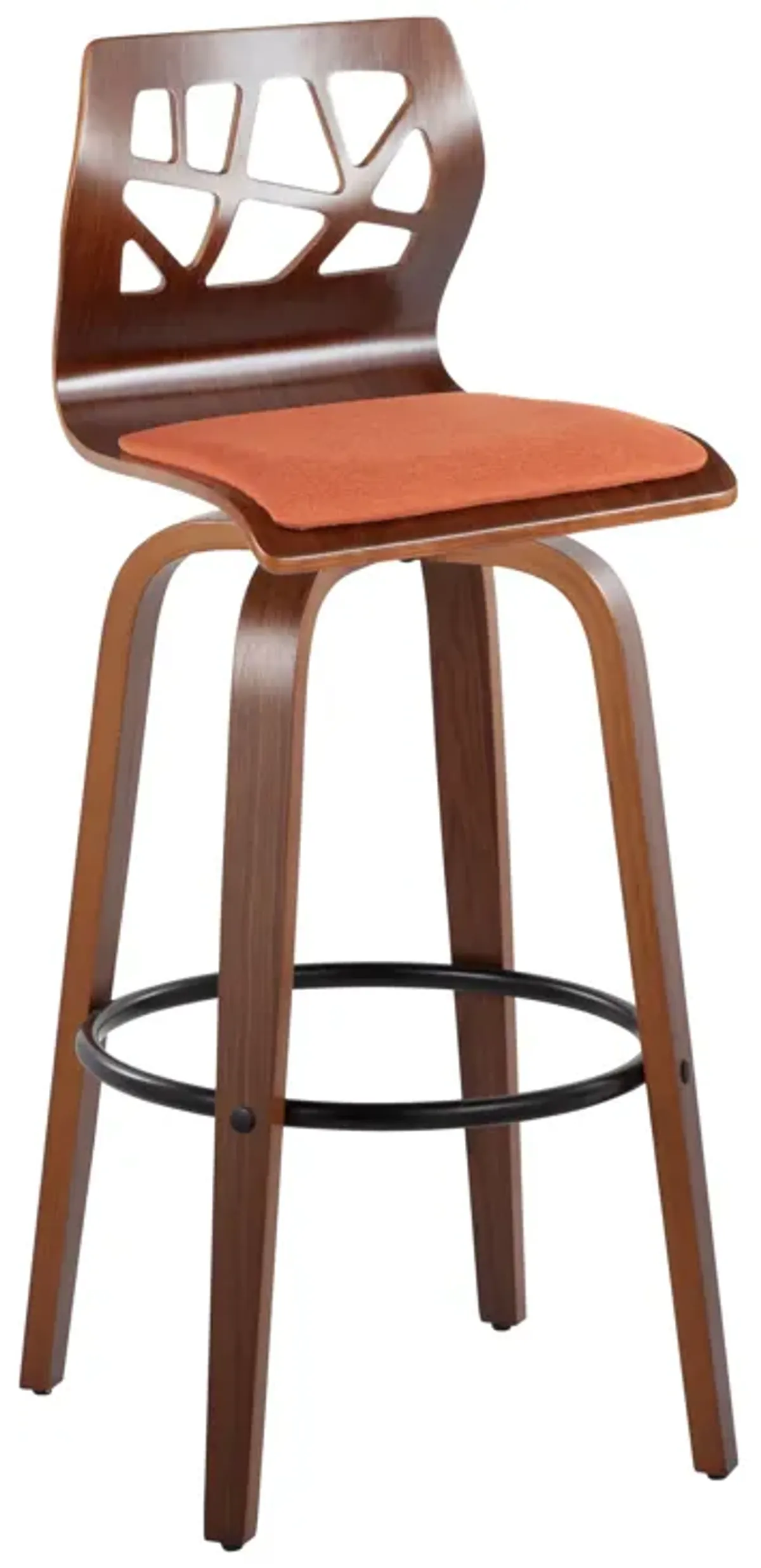 Folia - Mid Century Modern Fixed Height Barstool With Swivel With Round Footrest (Set of 2)