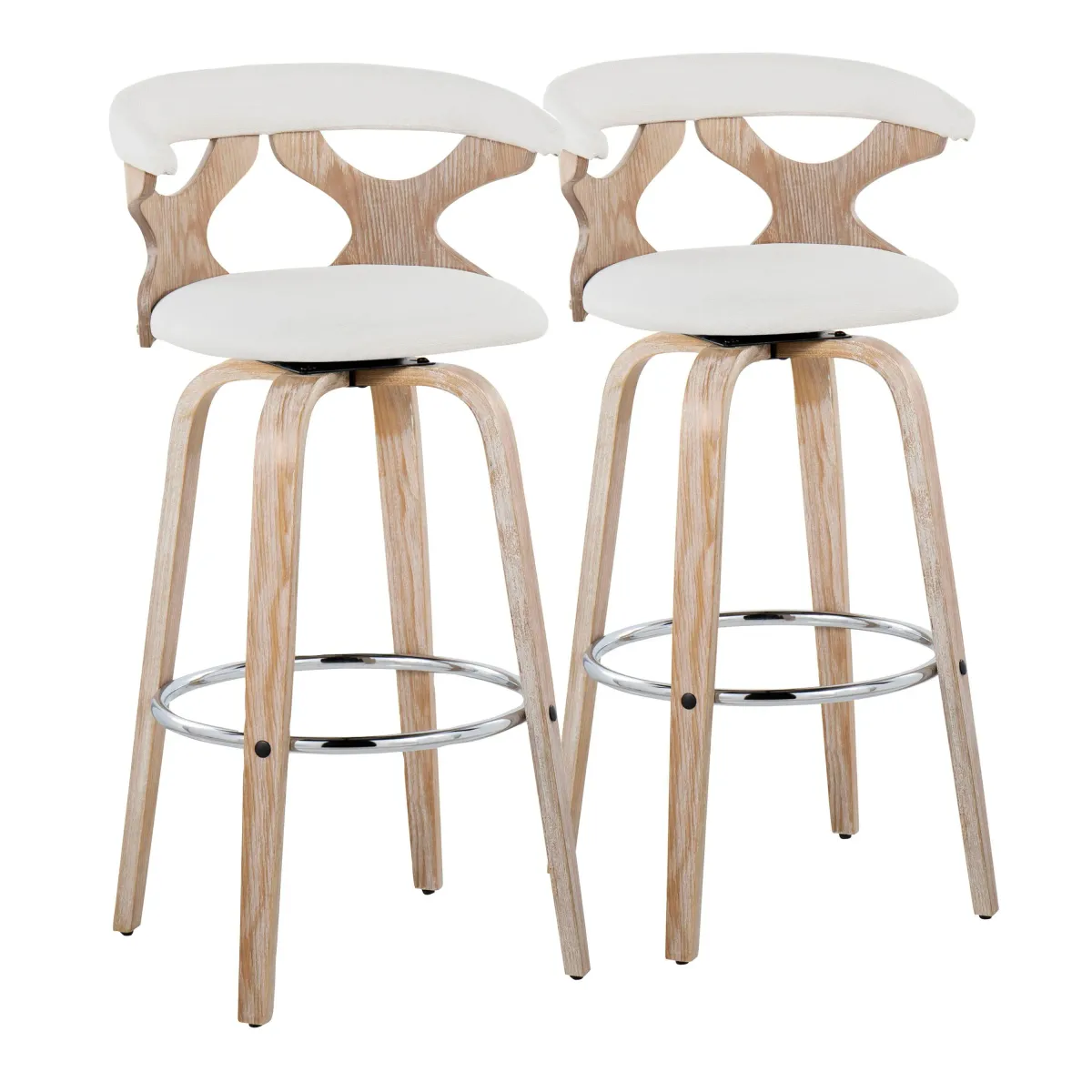 Gardenia - Contemporary Fixed Height Barstool With Swivel With Round Footrest (Set of 2)