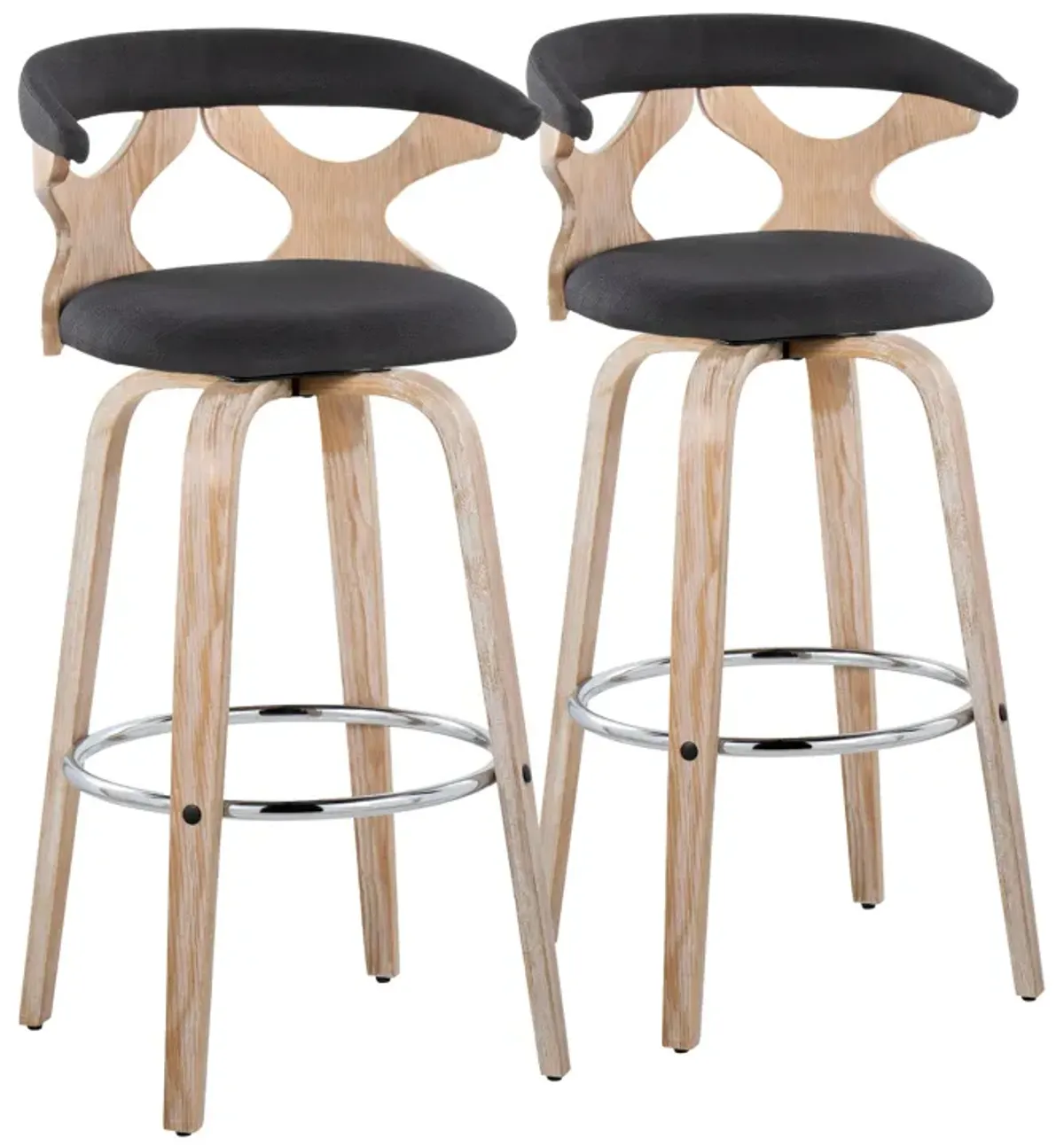 Gardenia - Contemporary Fixed Height Barstool With Swivel With Round Footrest (Set of 2)