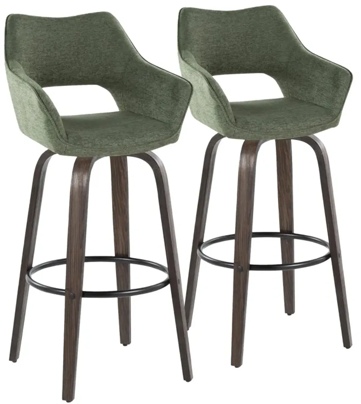 Mustang - Contemporary Fixed Height Barstool With Swivel With Round Footrest (Set of 2)