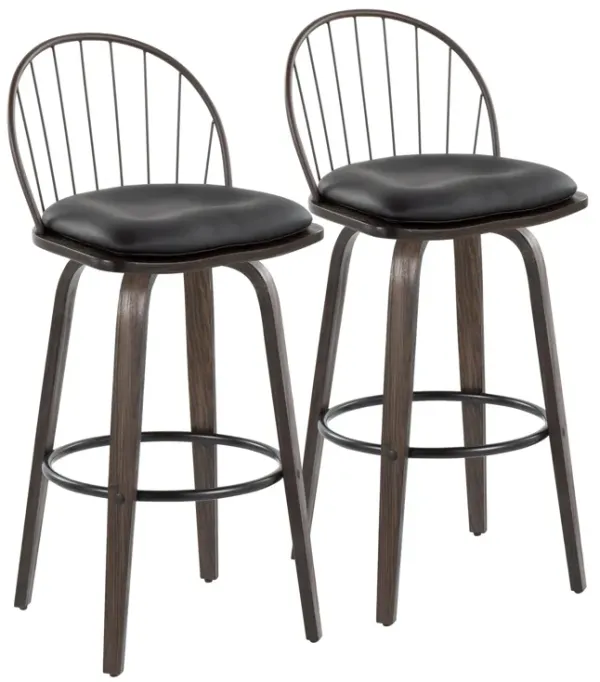 Riley - Industrial / Urban Fixed Height Barstool With Swivel With Removable Cushion (Set of 2)