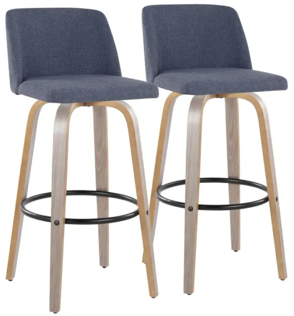 Toriano - Fixed Height Contemporary Barstool With Swivel With Round Footrest (Set of 2)