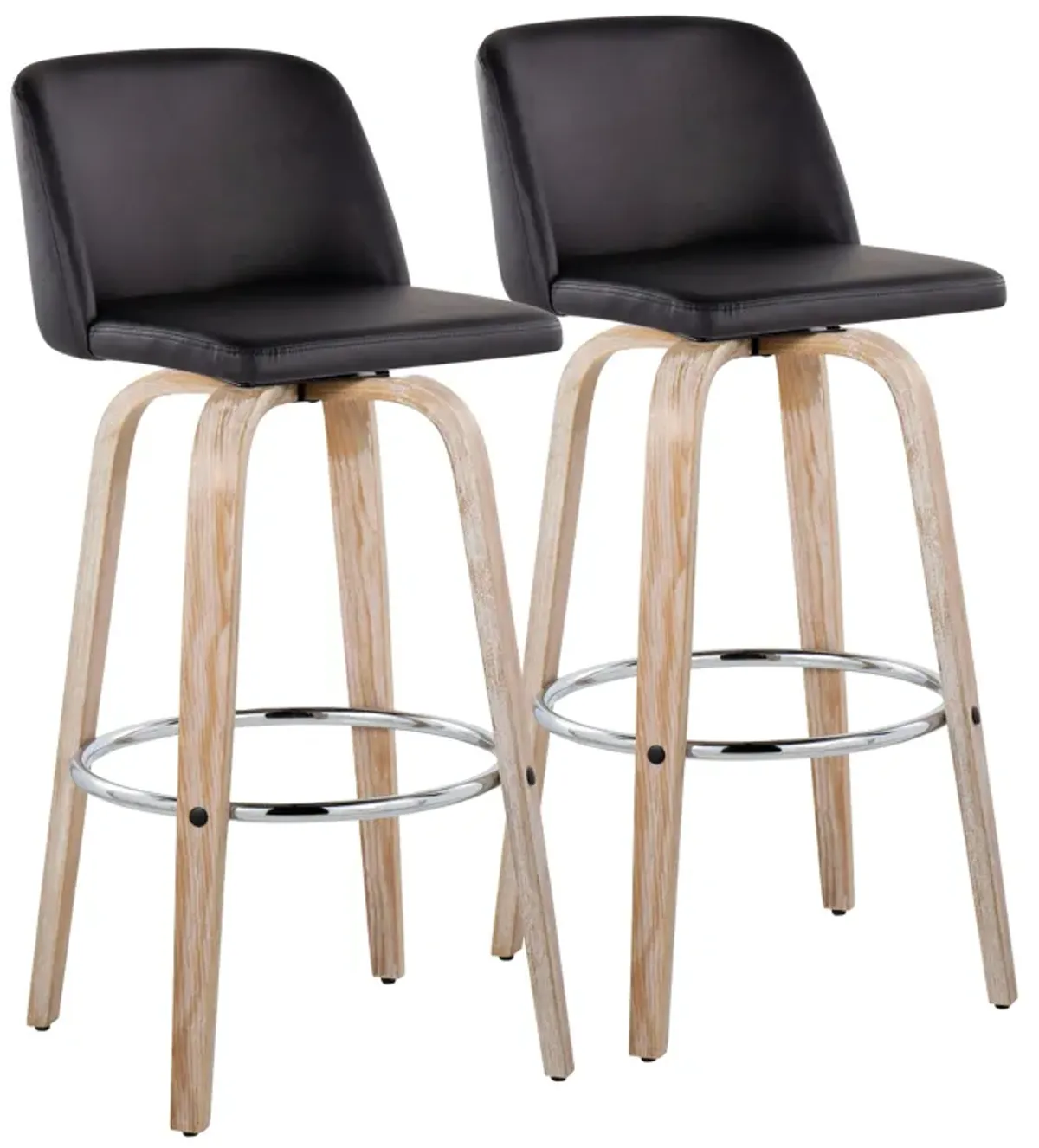 Toriano - Contemporary Fixed Height Barstool With Swivel & Round Footrest (Set of 2)