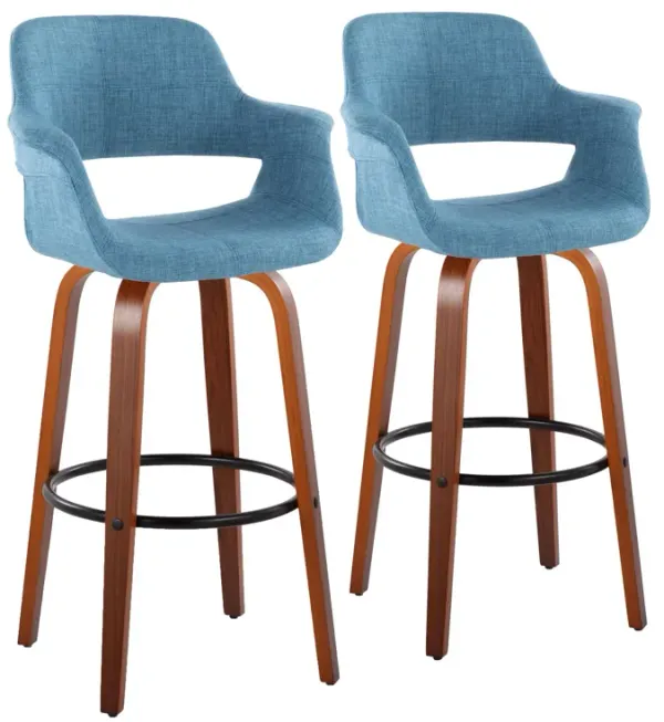 Vintage Flair - Mid Century Modern Fixed Height Barstool With Swivel With Round Footrest (Set of 2)
