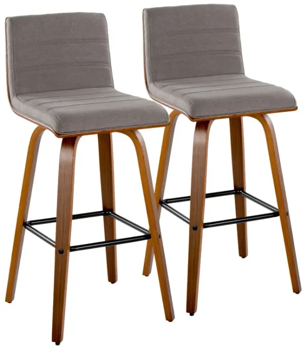 Vasari - Mid Century Modern Fixed Height Barstool With Swivel With Square Footrest (Set of 2)