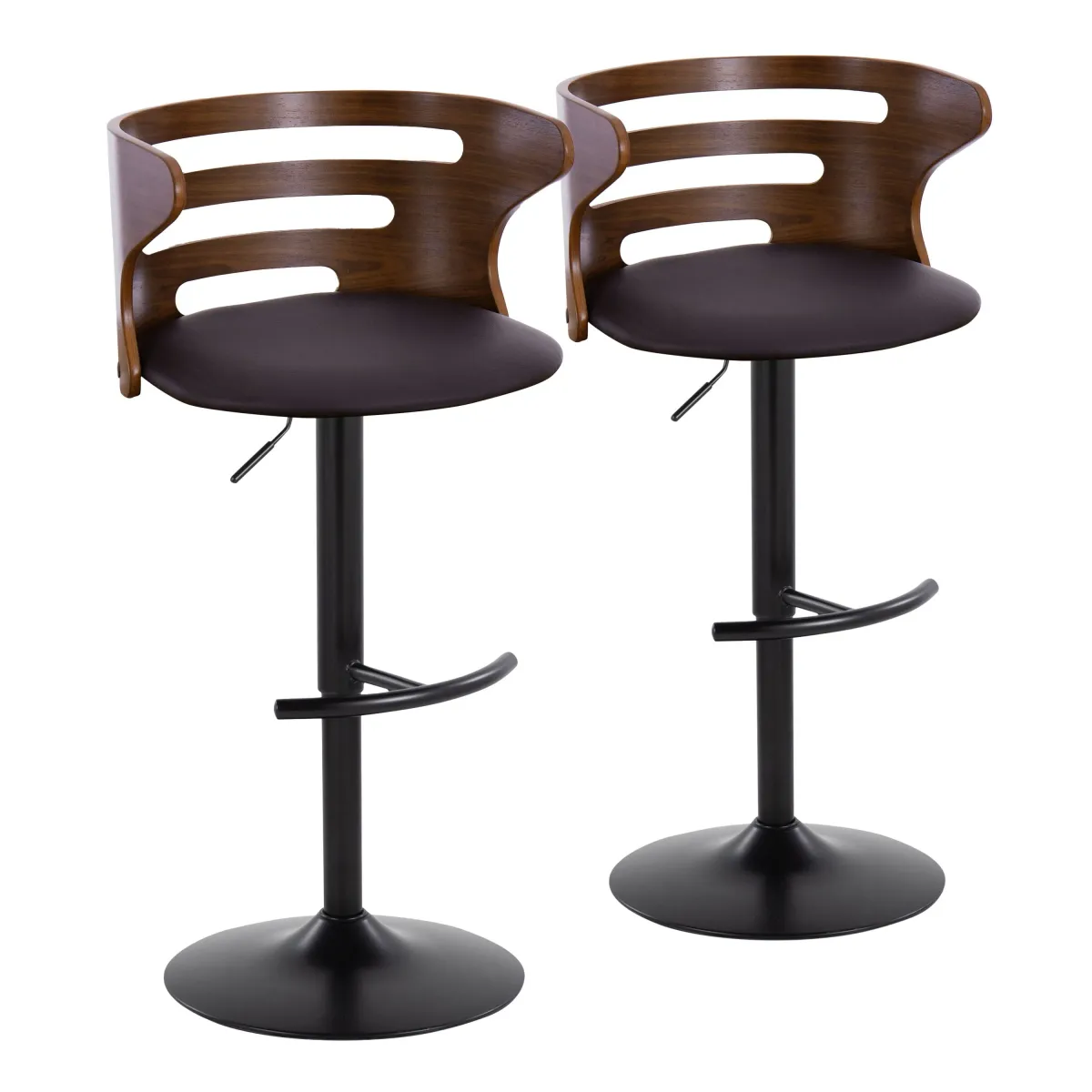 Cosi - Mid Century Modern Adjustable Barstool With Swivel With Rounded T Footrest (Set of 2)