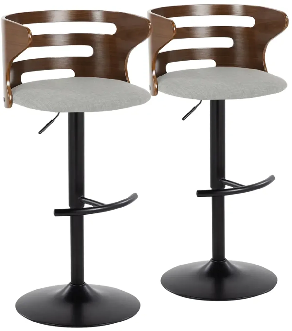 Cosi - Mid Century Modern Adjustable Barstool With Swivel With Rounded T Footrest (Set of 2)