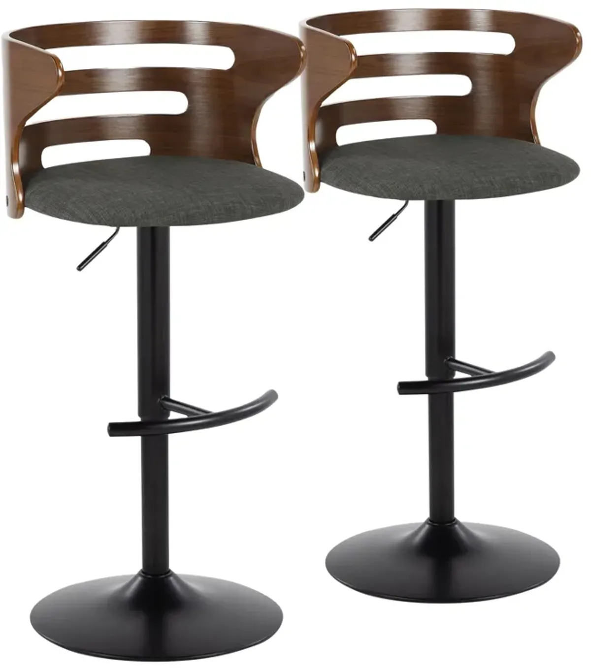 Cosi - Mid Century Modern Adjustable Barstool With Swivel With Rounded T Footrest (Set of 2)