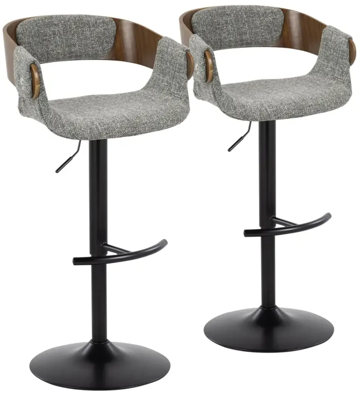 Elisa - Mid Century Modern Adjustable Barstool With Swivel & Rounded T Footrest (Set of 2)