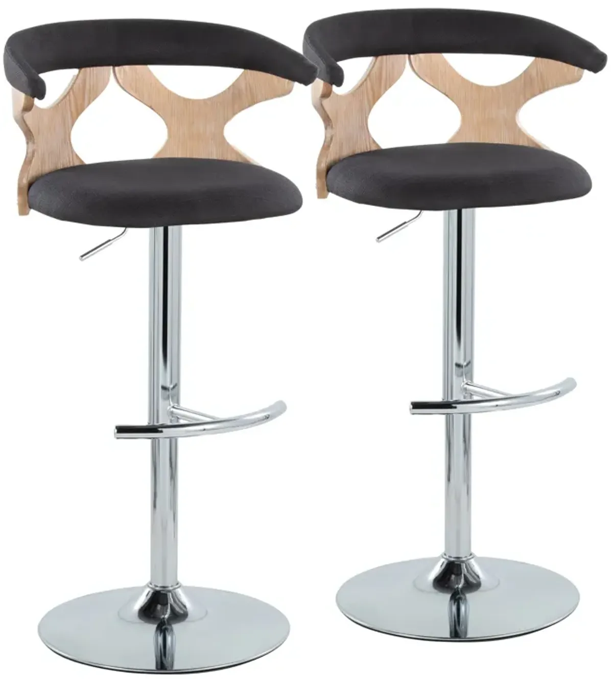 Gardenia - Contemporary Adjustable Barstool With Swivel / Rounded T Footrest (Set of 2)