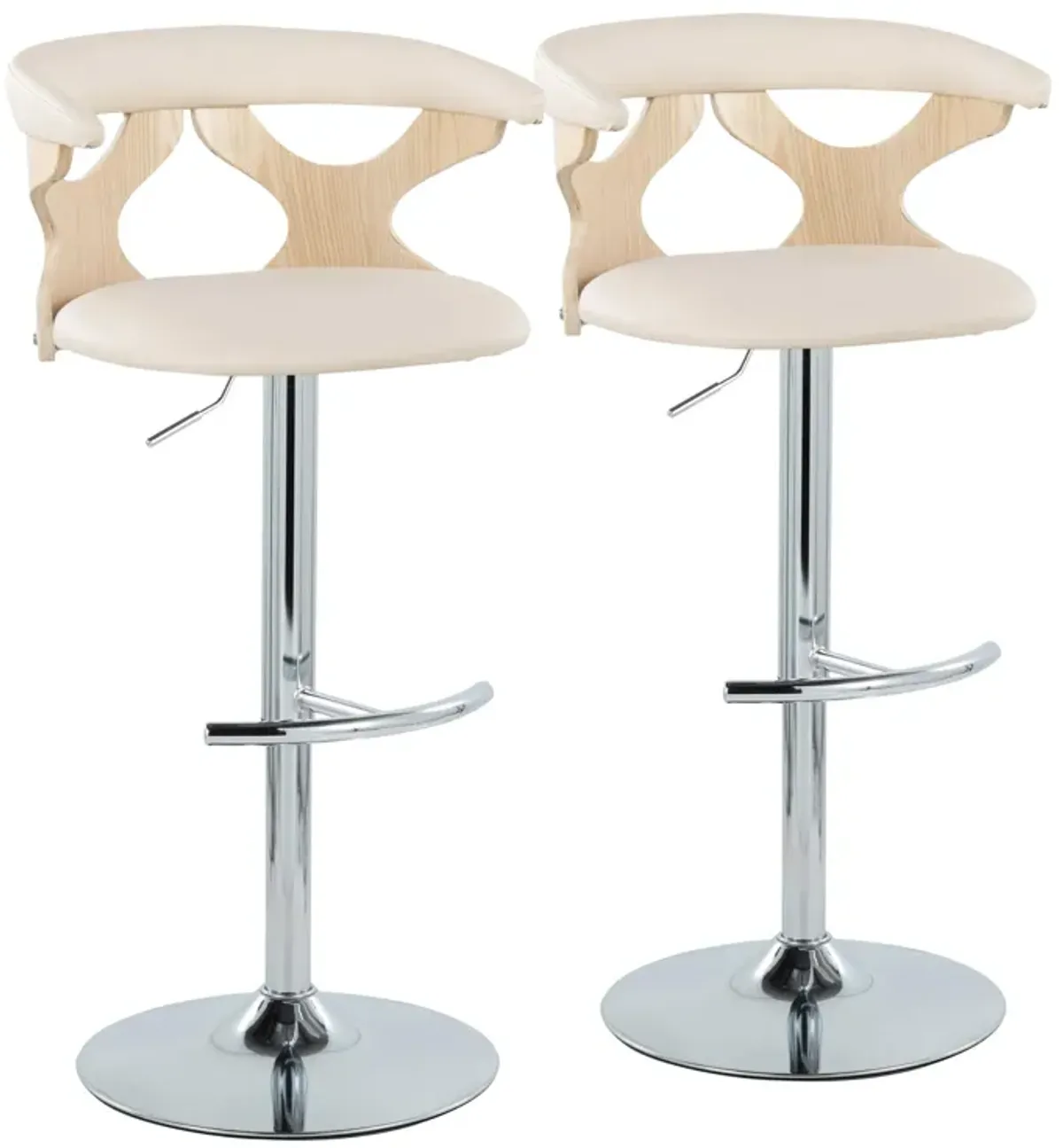 Gardenia - Contemporary Adjustable Barstool & Swivel With Rounded T Footrest Unique Design (Set of 2)