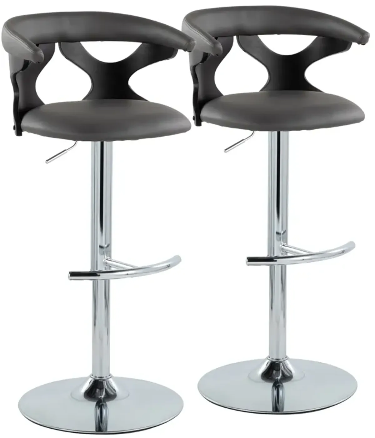 Gardenia - Contemporary Adjustable Barstool & Swivel With Rounded T Footrest Unique Design (Set of 2)