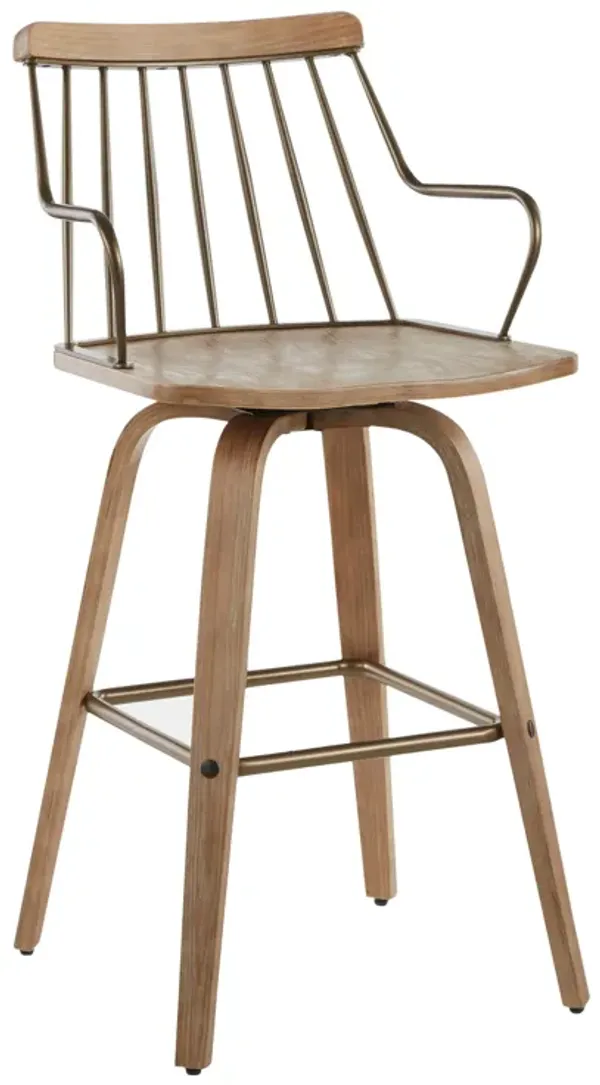 Preston - Farmhouse Counter Stool - White Washed / Antique Copper