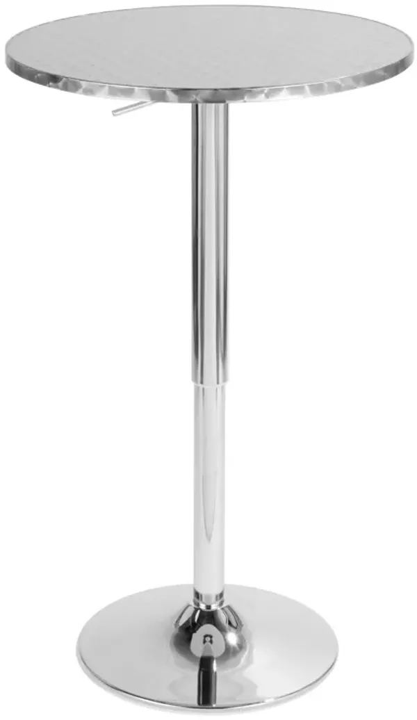 Bistro - Contemporary Adjustable Round Bar Table - Silver