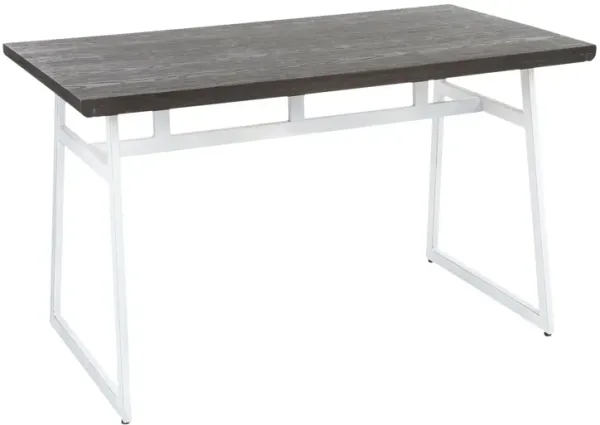 Geo - Industrial Dining Table - Vintage White / Espresso