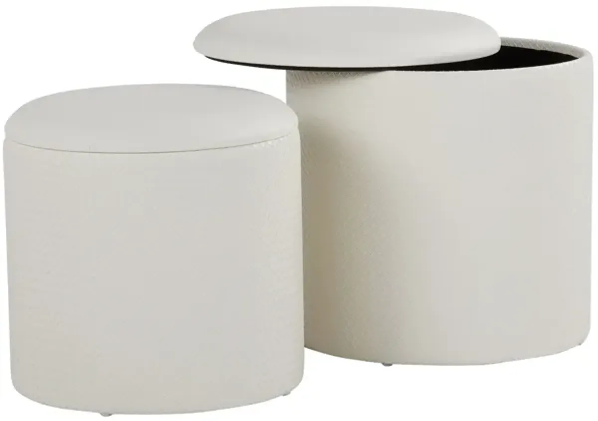 Maverick - Contemporary Nesting Ottoman Set With - Cream