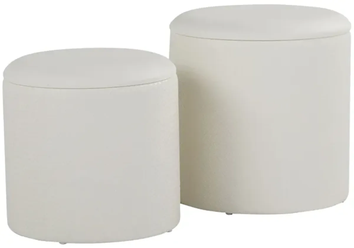 Maverick - Contemporary Nesting Ottoman Set With - Cream