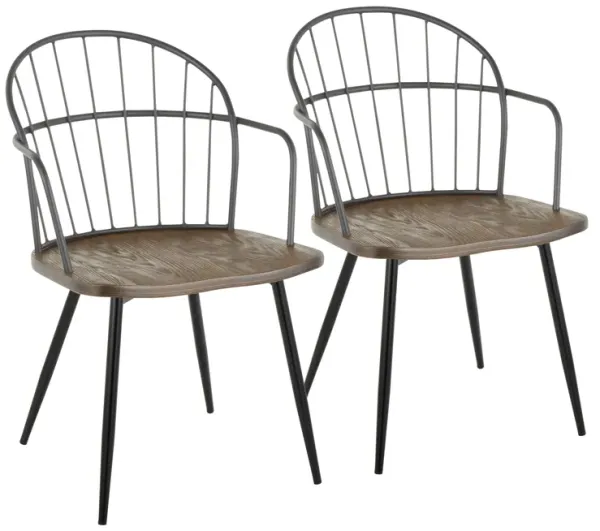 Riley - Farmhouse Arm Chair (Set of 2) - Black / Dark Walnut