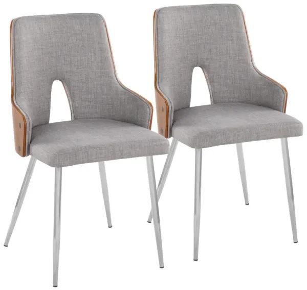 Stella - Contemporary / Dining Chair (Set of 2) - Chrome / Walnut / Light Gray