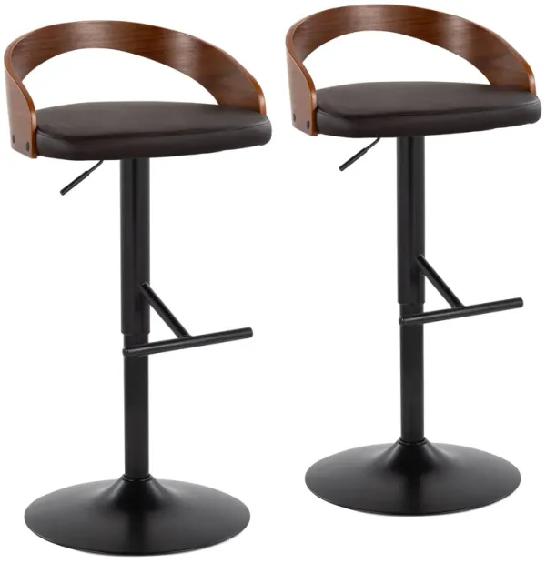 Grotto - Contemporary Adjustable Barstool & Swivel With Straight T Footrest (Set of 2)